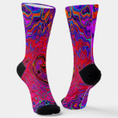 Chaussette Trippy Red et violet Abstrait Retro Liquid Swirl (Angulaire)