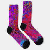 Chaussette Trippy Red et violet Abstrait Retro Liquid Swirl (Droite)