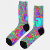 Chaussette Trippy Retro Vibrant Neon Arc-en-ciel Fractal Art (Gauche)