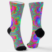 Chaussette Trippy Retro Vibrant Neon Arc-en-ciel Fractal Art (Angulaire)