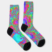 Chaussette Trippy Retro Vibrant Neon Arc-en-ciel Fractal Art (Droite)