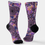 Chaussette Trippy Super Boho Colorful Jewel Tone Fractal Art (Angulaire)