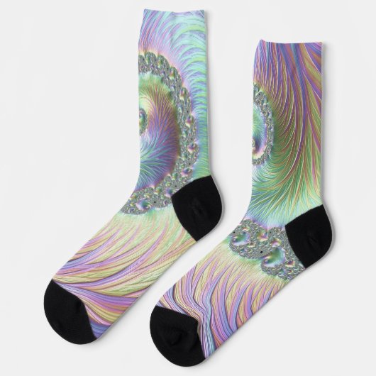 Chaussette Trippy Super Pastel Rainbow Spiral Fractal Art (Gauche)
