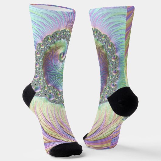 Chaussette Trippy Super Pastel Rainbow Spiral Fractal Art (Angulaire)