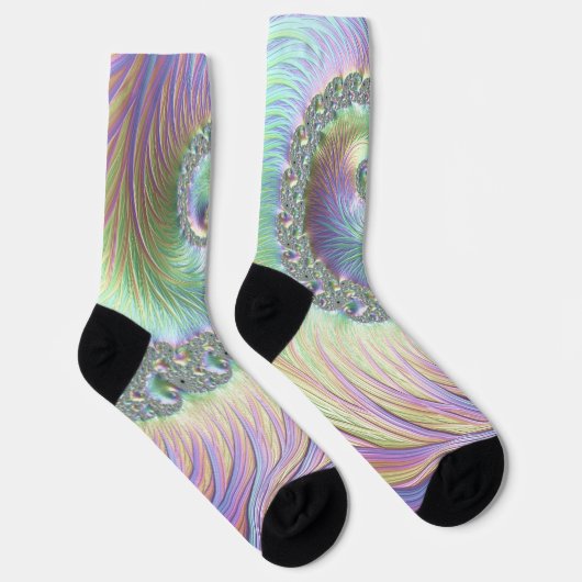 Chaussette Trippy Super Pastel Rainbow Spiral Fractal Art (Droite)