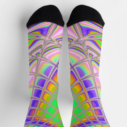 Chaussette Trippy Super Vibrant Abstrait Digital Fractal Art (Haut)