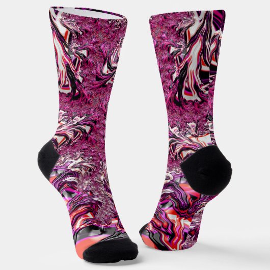 Chaussette Trippy Vibrant Psychedelic Funky Fractal Art (Angulaire)
