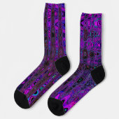Chaussette Trippy violet et noir rétro ondes atomiques (Gauche)