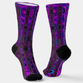 Chaussette Trippy violet et noir rétro ondes atomiques (Angulaire)