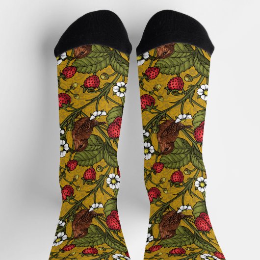 Chaussette Troglodytes et fraises sur moutarde (Haut)