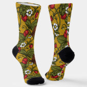 Chaussette Troglodytes et fraises sur moutarde (Angulaire)