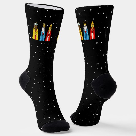 Chaussette Trois rois et flocons de neige sur Chaussettes Bla (Angulaire)