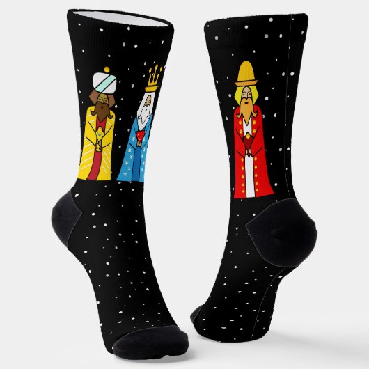 Chaussette Trois Sages Hommes & Snowflakes sur Chaussettes Bl (Angulaire)