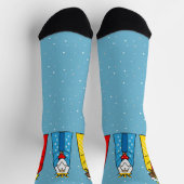 Chaussette Trois Sages Hommes & Snowflakes sur Turquoise (Haut)