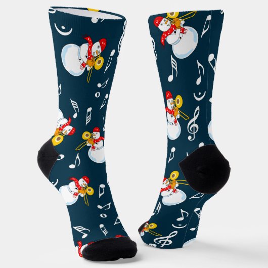 Chaussette Trombone Snowman Music Notes Motif (Angulaire)