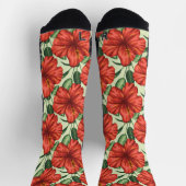 Chaussette Tropical floral transparent motif rouge enveloppé (Haut)
