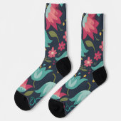 Chaussette Tulipe de minuit et Fleur de Teal (Gauche)