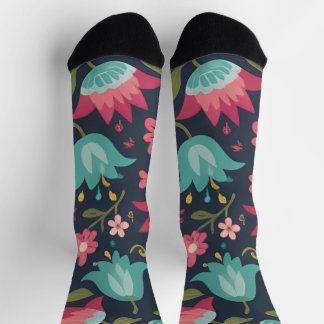 Chaussette Tulipe de minuit et Fleur de Teal