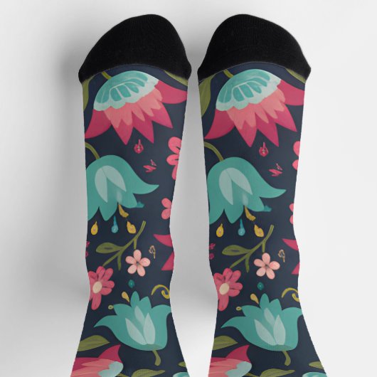 Chaussette Tulipe de minuit et Fleur de Teal (Haut)