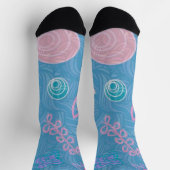Chaussette Tulipe florale moderne bleu rose et violet (Haut)
