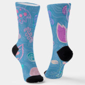 Chaussette Tulipe florale moderne bleu rose et violet (Angulaire)