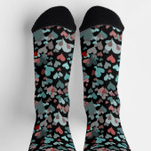 Chaussette Turquoise Coeur Noir Motif Foncé mignonne Fille ga (Haut)