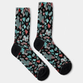 Chaussette Turquoise Coeur Noir Motif Foncé mignonne Fille ga (Droite)