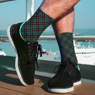 Chaussette Turquoise et rouge Plaid Classy Bold Motif Modern