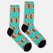 Chaussette Turquoise Funny Personnalisé Photo Visage Femmes (Droite)