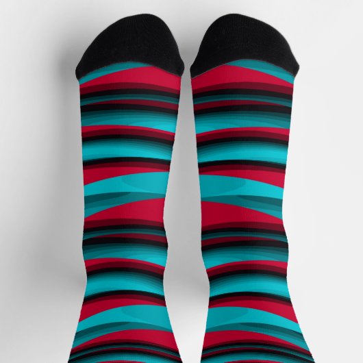Chaussette Turquoise-rouge Abstrait (Haut)