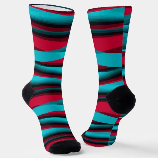 Chaussette Turquoise-rouge Abstrait (Angulaire)