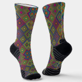 Chaussette Two views of colorful socks featuring a geometric (Angulaire)