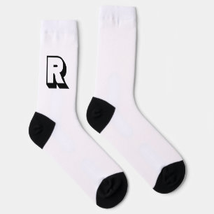 Chaussette Typographie moderne personnalisée Monogramme noir