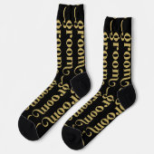 Chaussette Typographie rétro Gold et Black Groom (Gauche)