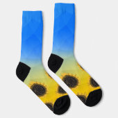 Chaussette Ukraine jaune bleu géométrie maillage motif Fleurs (Droite)