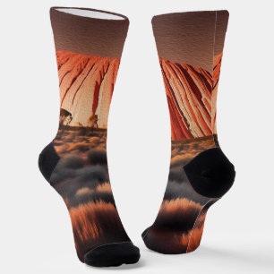 Chaussette Uluru "Ayers Rock" Australia Oil Paint,