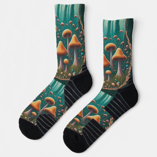 Chaussette Une forêt avec un cercle de champignons (Gauche)