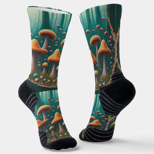 Chaussette Une forêt avec un cercle de champignons (Angulaire)