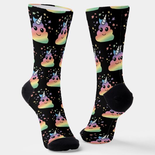 Chaussette Unicorne Rainbow Poop Emoji Kawaii (Angulaire)