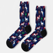 Chaussette Unicornes Bleues Blancs Patriotique Américain (Gauche)
