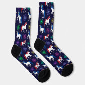 Chaussette Unicornes Bleues Blancs Patriotique Américain (Droite)