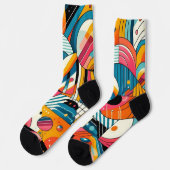 Chaussette Unisex Crew Sock - Conception géométrique colorée (Gauche)