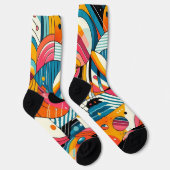 Chaussette Unisex Crew Sock - Conception géométrique colorée (Droite)