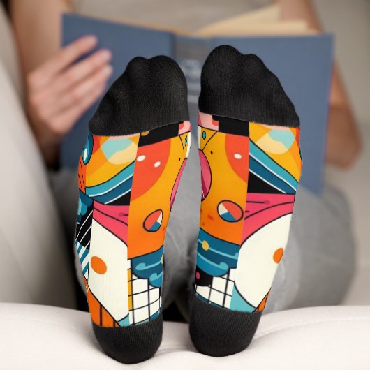 Chaussette Unisex Crew Sock - Conception géométrique colorée (Fond)