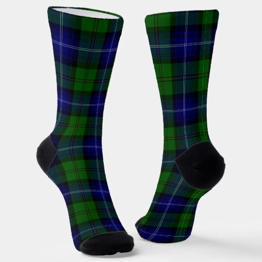 Chaussette Urquhart tartan bleu vert plaid (Angulaire)