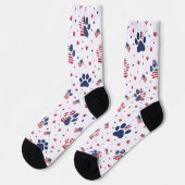 Chaussette USA Flag Paw Print and Stars Pattern Crew Socks (Gauche)