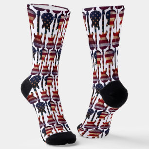 Chaussette USA Guitares patriotique