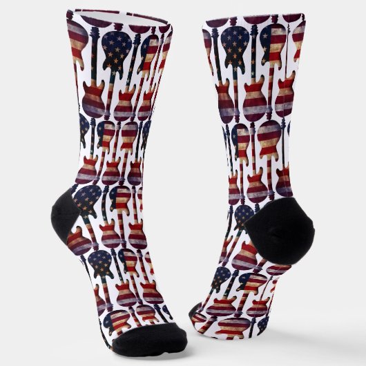 Chaussette USA Guitares patriotique (Angulaire)