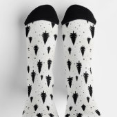 Chaussette Vacances d'hiver arbres de Noël noir et blanc (Haut)