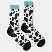 Chaussette Vache animale Turquoise amusante Imprimer (Droite)